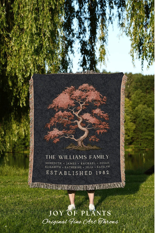 Meaningful Family Blanket Custom | Woven Tapestry Family Tree Personalized Mother's Day Gift Meaningful Custom Family Blanket Woven Tapestry