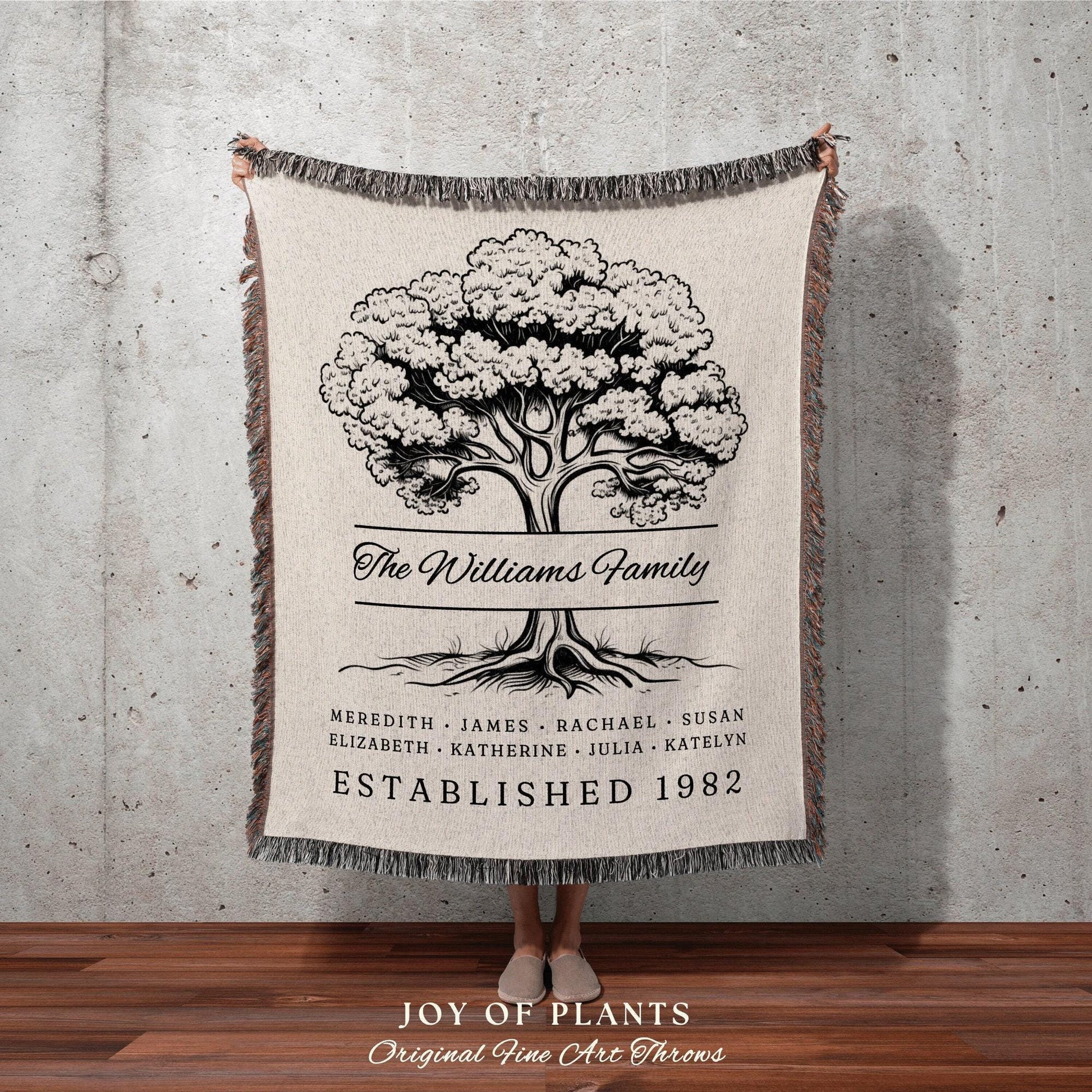 Unique Gift for Family Blanket | Custom Family Tree Personalized Tapestry Meaningful Mother's Day Gift Thoughtful Gift for Mom Sentimental |