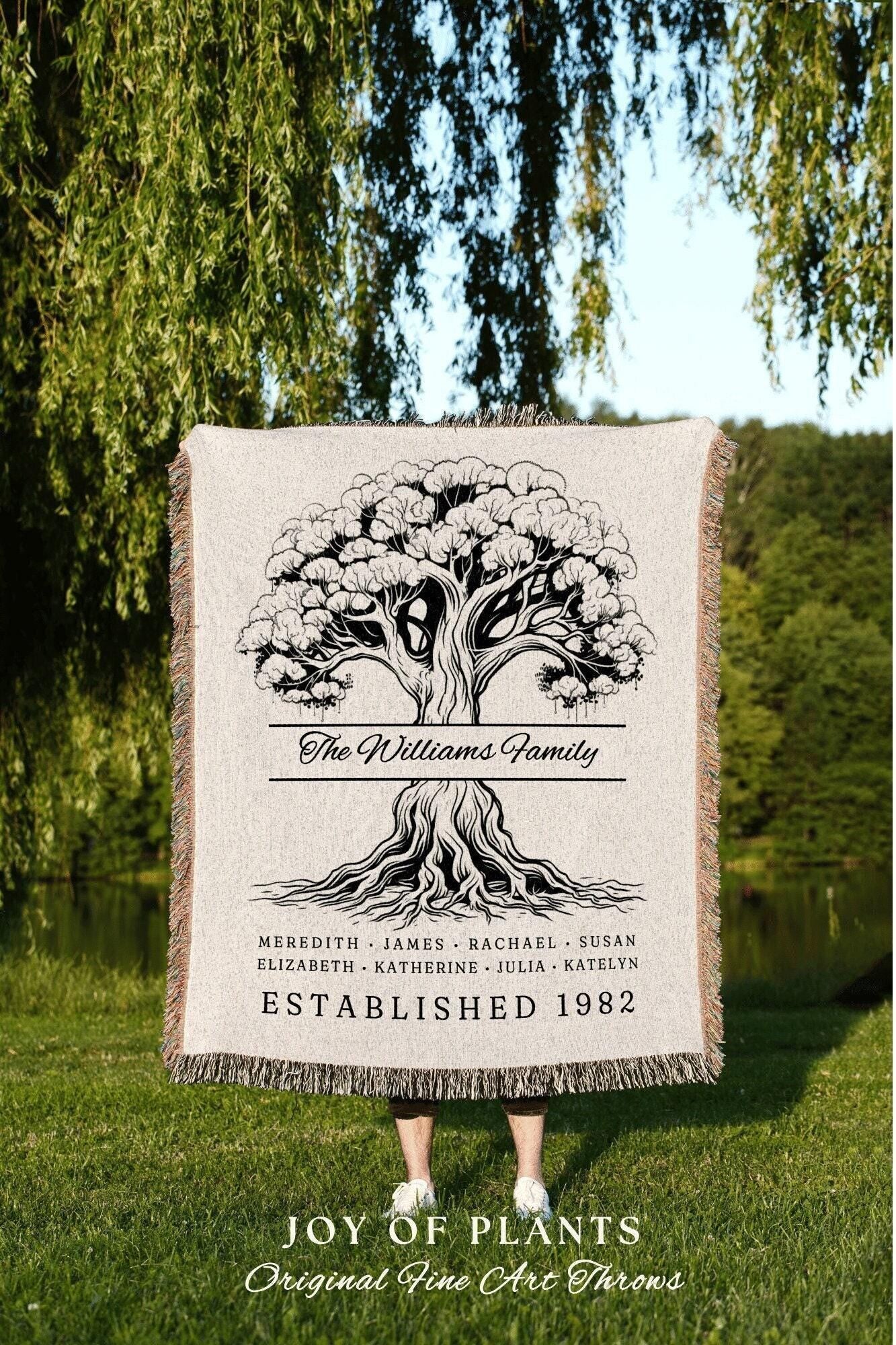 Family Tree Blanket Last Name Gift | Custom Family Tree Personalized Mother's Day Gift Custom Blanket for Mom Sentimental Family Gift Custom