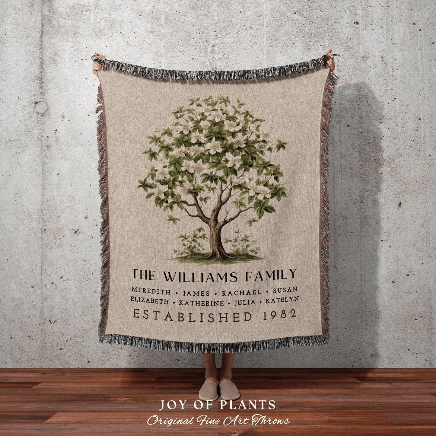 Family Name Tree Blanket | Gift Custom Family Tree Personalized Mother's Day Gift Meaningful Custom Blanket for Mom Sentimental Family Tree