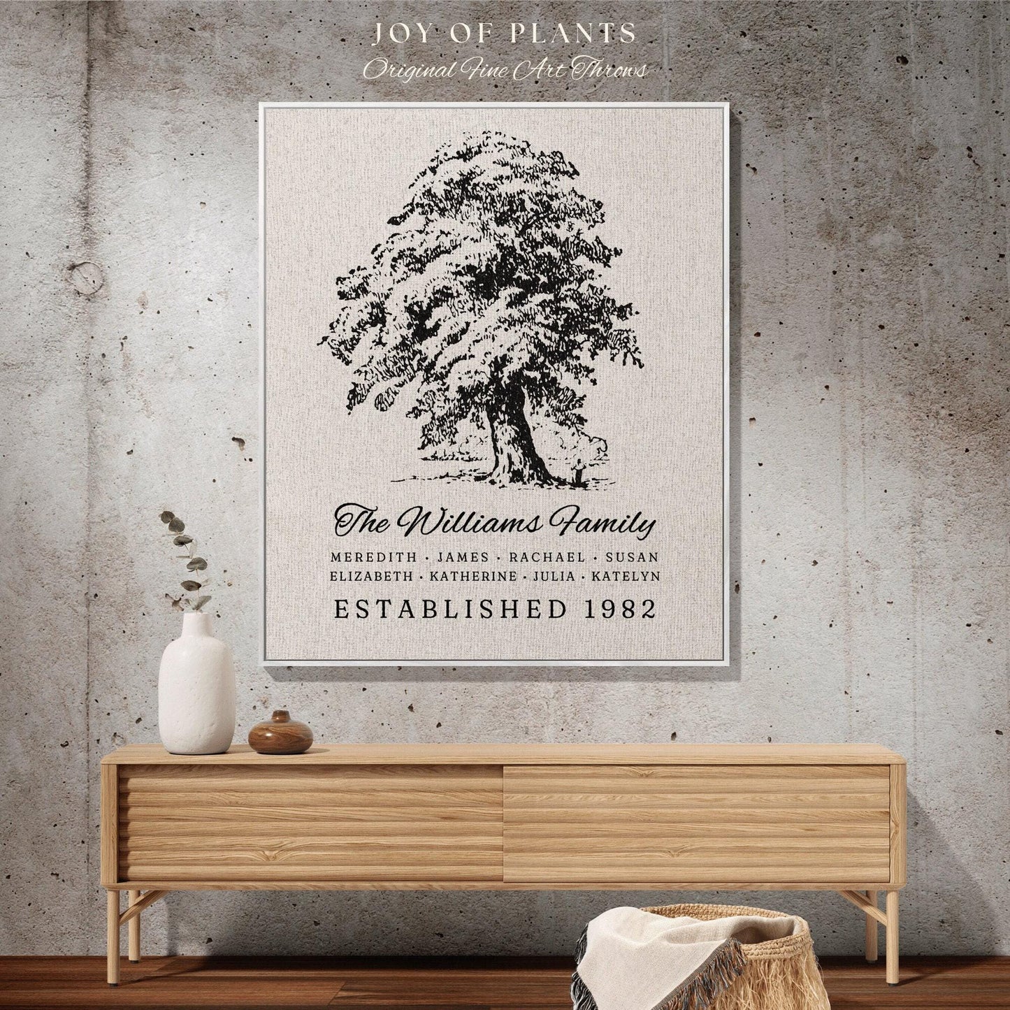 Personalized Family Tree Tapestry Woven | Family Tree Blanket Custom Family Gift Meaningful | Wedding Gift Sentimental Gift for Family Tree