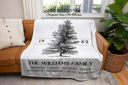 Family Name Tapestry Blanket | Family Tree Personalized Family Tapestry Meaningful | Thoughtful Gift for Grandma Sentimental Gift for Family