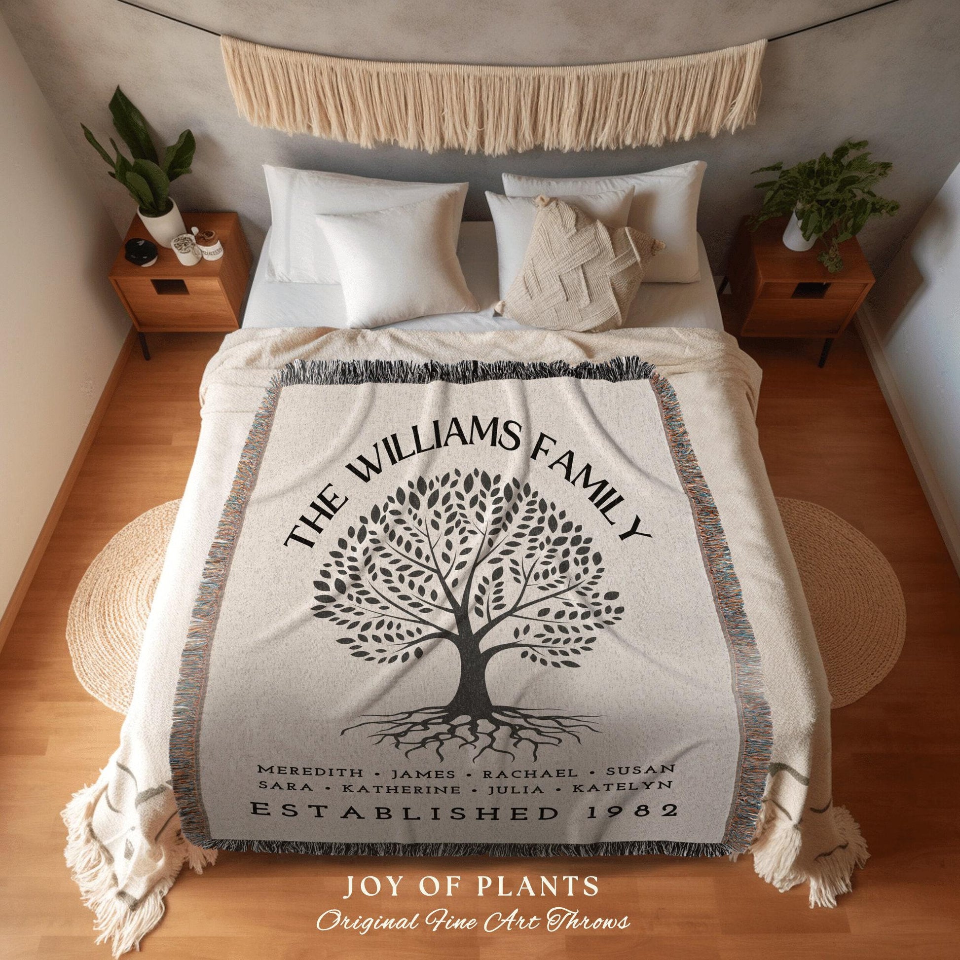 Family Roots Personalized Blanket | Custom Family Tree Heritage Tapestry Meaningful Mother's Day Gift Thoughtful Gift for Mom Sentimental |