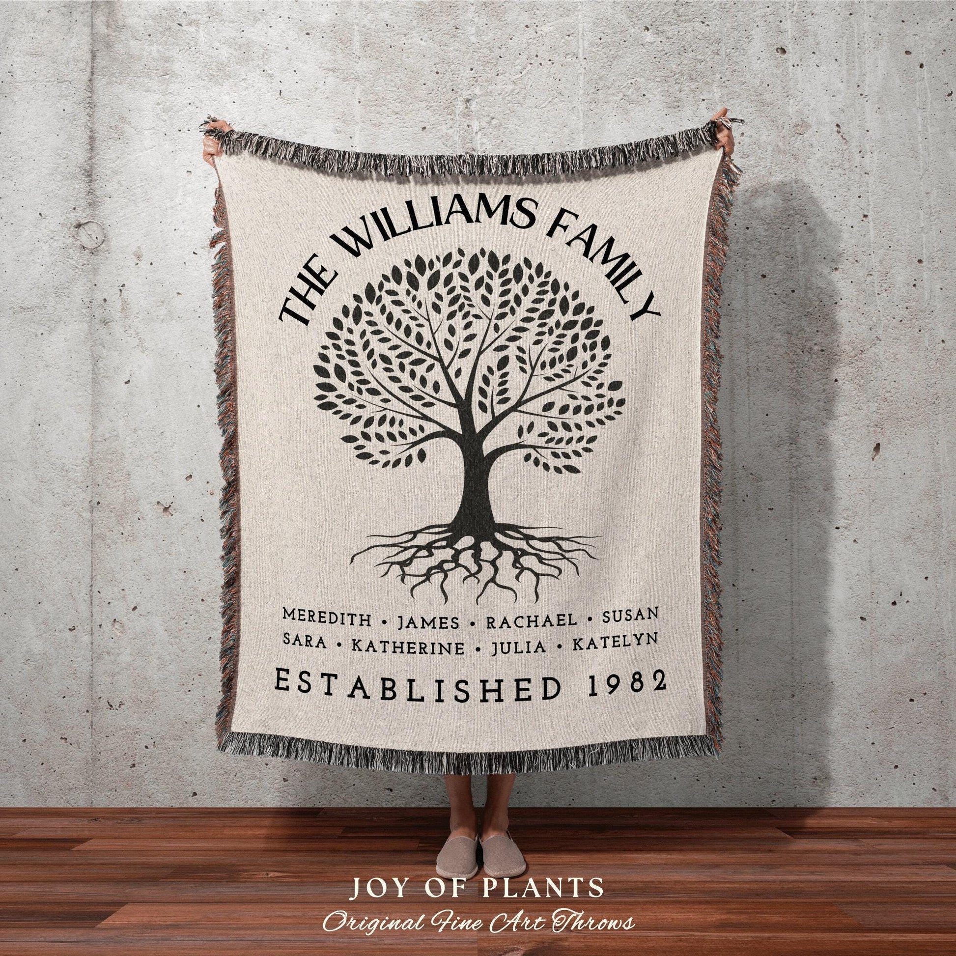 Family Roots Personalized Blanket | Custom Family Tree Heritage Tapestry Meaningful Mother's Day Gift Thoughtful Gift for Mom Sentimental |