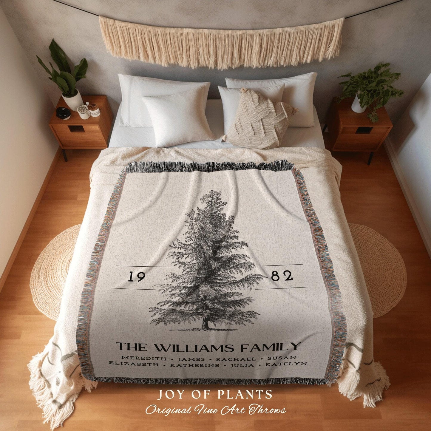 Family Name Tapestry Blanket | Family Tree Personalized Family Tapestry Meaningful | Thoughtful Gift for Grandma Sentimental Gift for Family