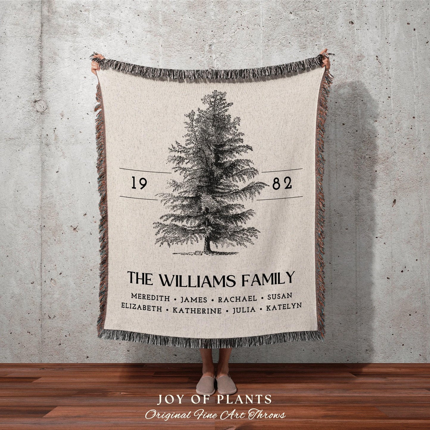 Family Name Tapestry Blanket | Family Tree Personalized Family Tapestry Meaningful | Thoughtful Gift for Grandma Sentimental Gift for Family