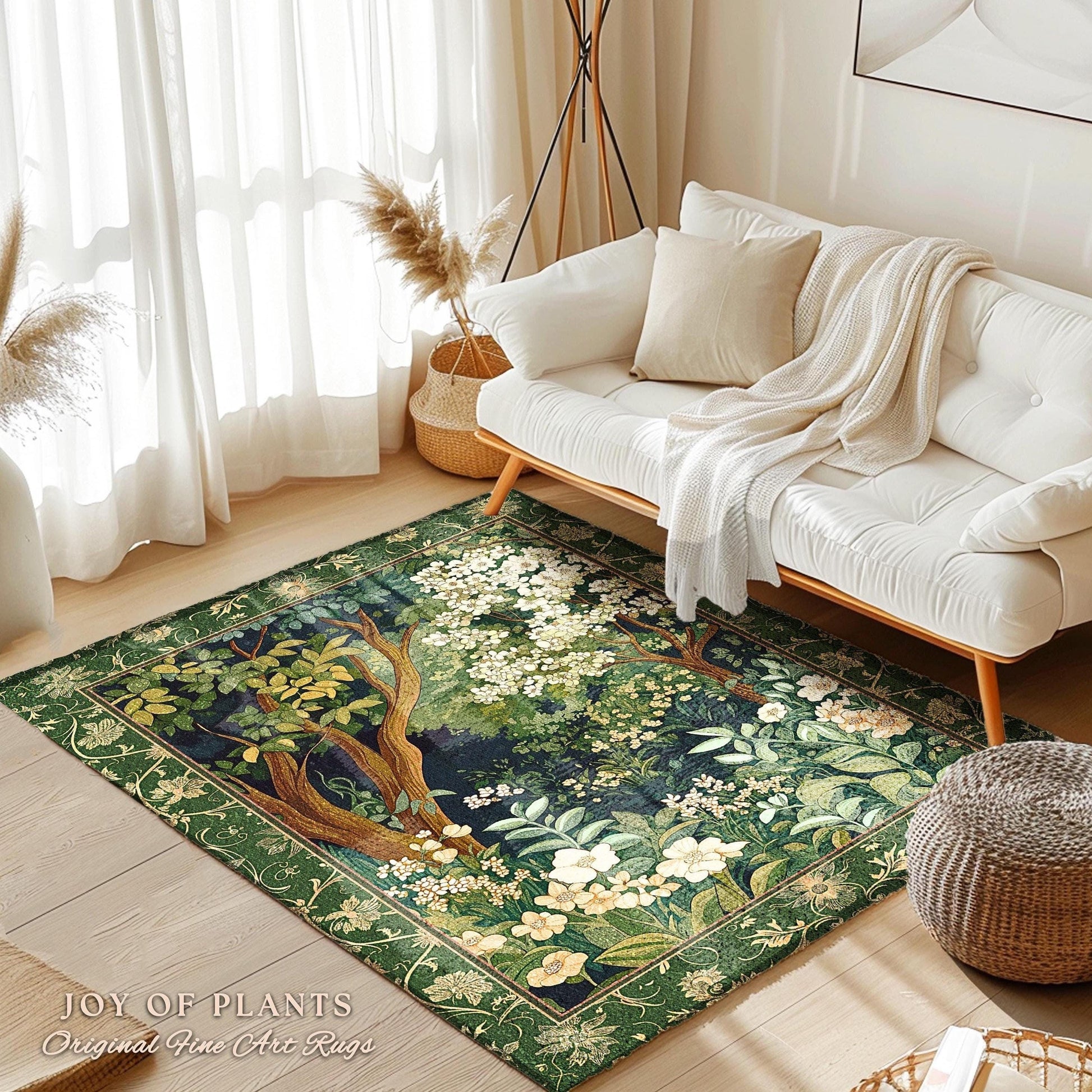 Wildflower Meadow Botanical Rug | Fairy Inspired Bedroom Cottagecore Folklore Room Decor Ethereal Aesthetic Accent Rug Bohemian Fairycore |