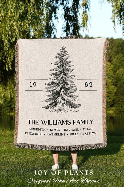 Vintage Family Tree Blanket | Christmas Gift Custom Family Tree Personalized Tapestry Meaningful Gift for Grandma Sentimental Family Gift |