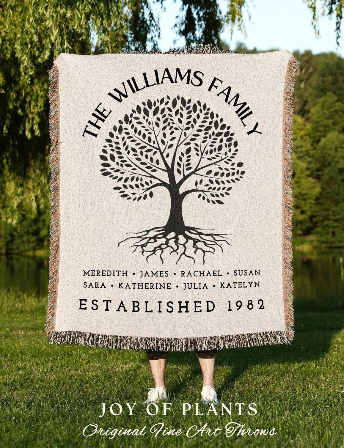 Family Roots Personalized Blanket | Custom Family Tree Heritage Tapestry Meaningful Mother's Day Gift Thoughtful Gift for Mom Sentimental |