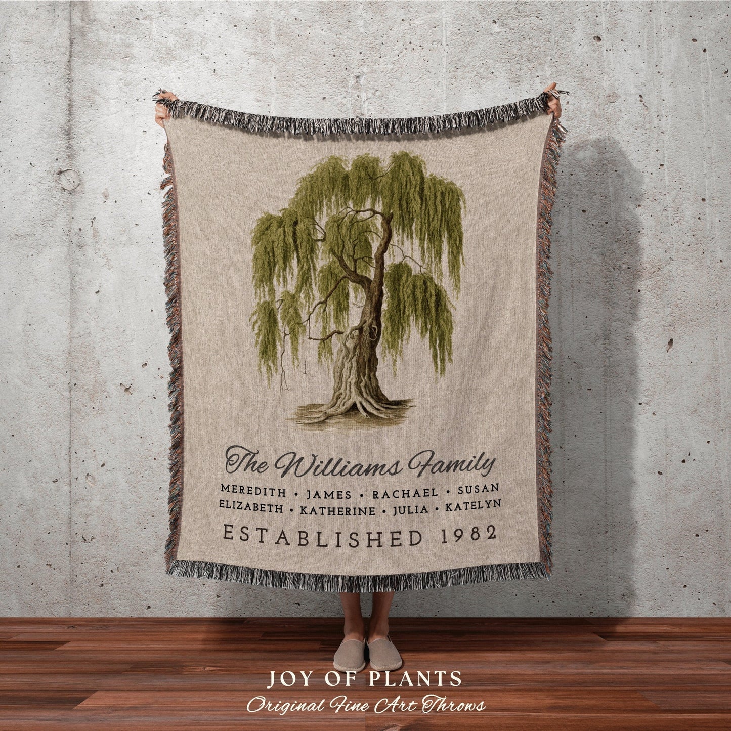 Personalized Family Name Tapestry | Family Gift Personalized Mother's Day Custom Blanket for Grandparents Sentimental Family Last Name Gift