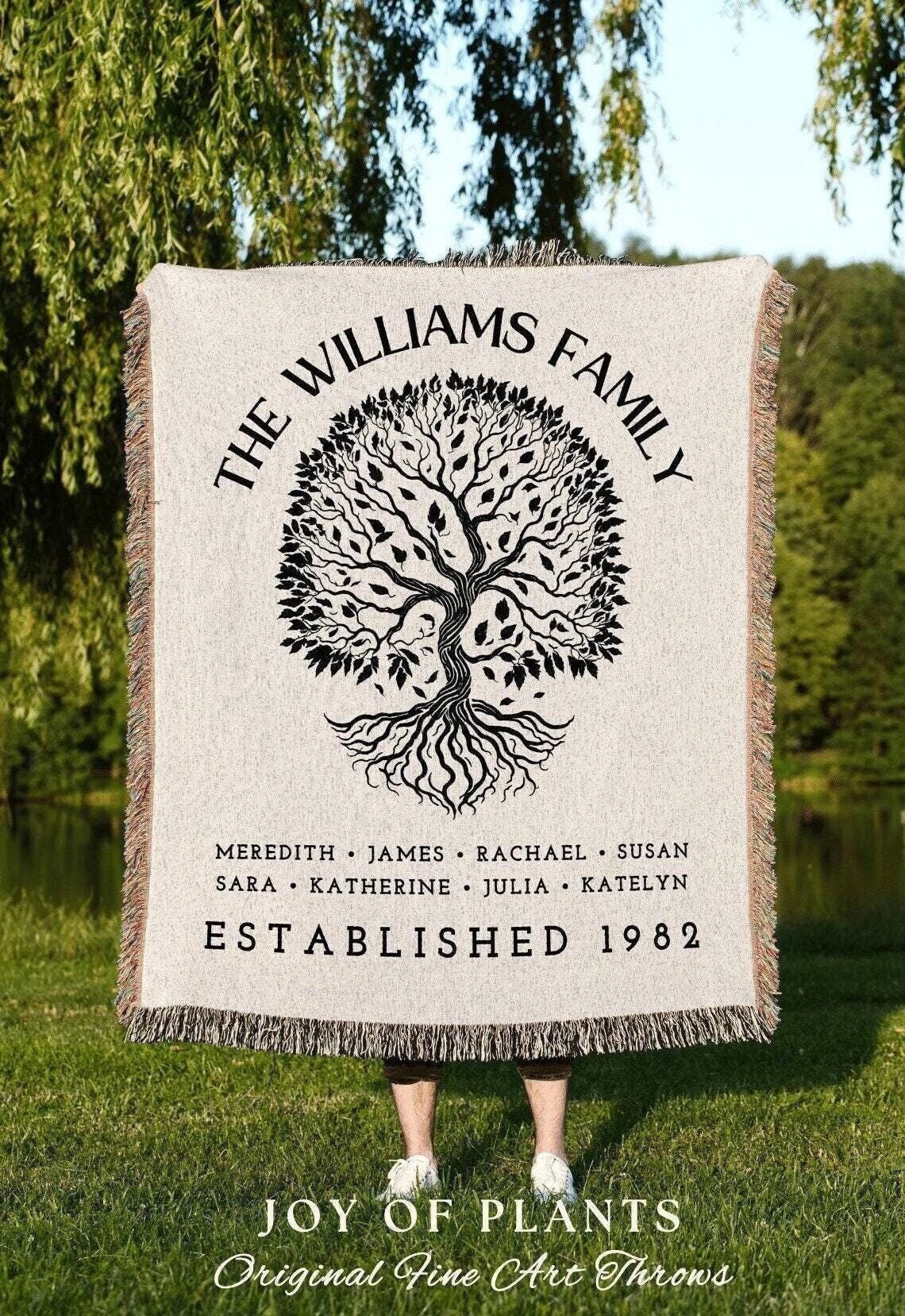 Family Name Custom Gift | Family Tree Personalized Mother's Day Gift Custom Blanket for Mom Sentimental Family Gift Woven Throw Blanket Gift