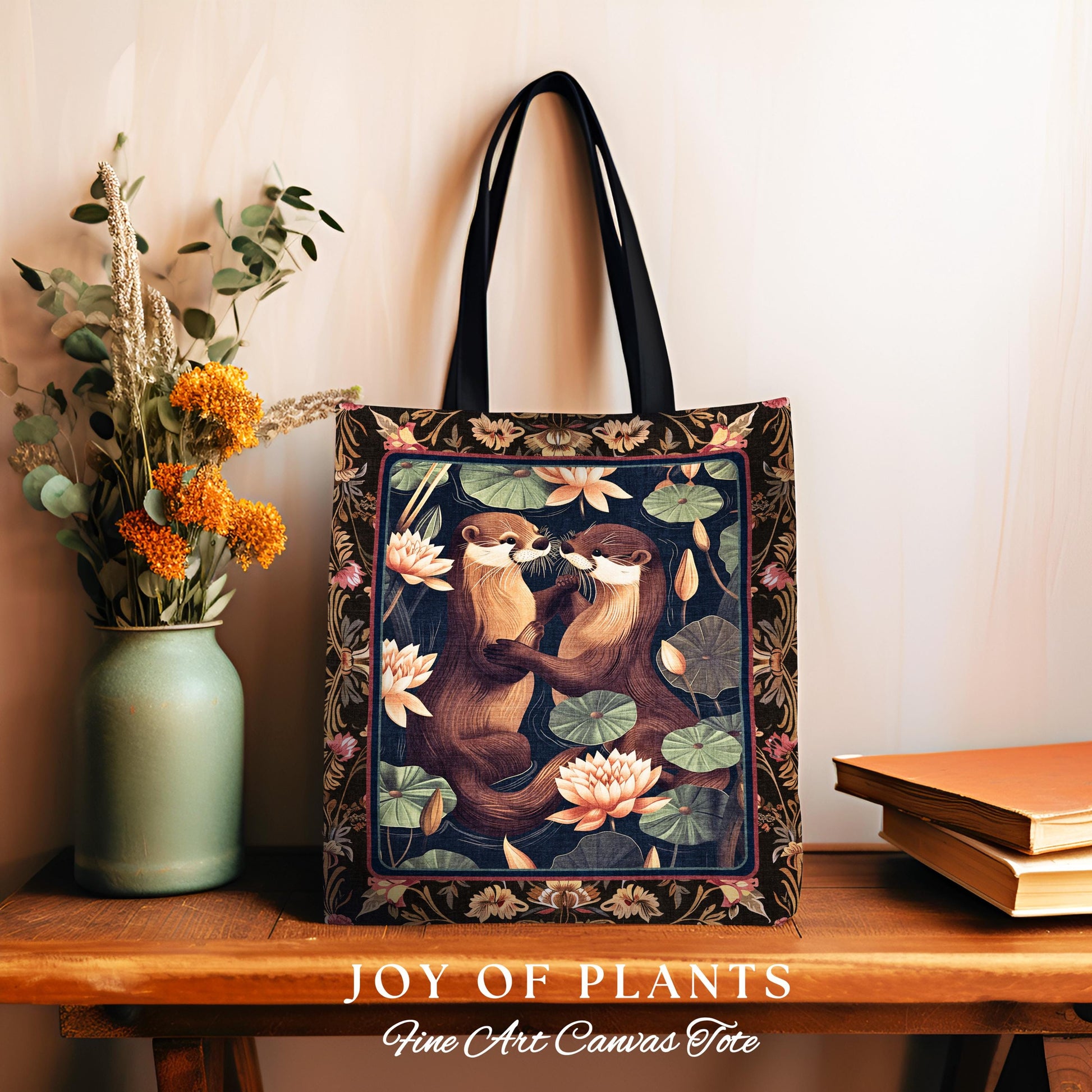 Playful Otter Tote Bag Cute | Whimsical Boho Scandinavian Oceancore Whimsy Woodland Otter Aesthetic Tapestry Tote Woven Accessory Ethereal |