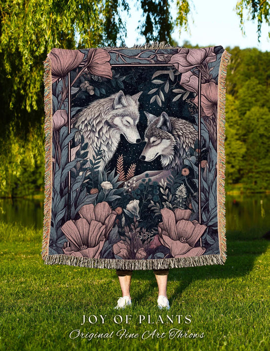 Amethyst Purple Forest Spirit Blanket | Ethereal Woodland Magical Wolf Woven Wall Tapestry Gift for Wolf Lover Ethereal Woods Maximalist |