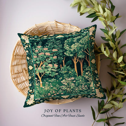 Dark Woodland Whimsical Forest Pillow | Whimsigothic Folklore Inspired Room Decor Ethereal Aesthetic Woven Cushion Accent Fairycore Bedroom