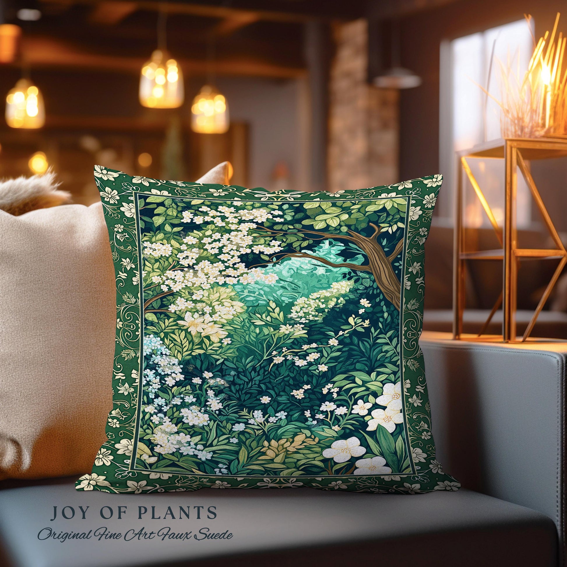 Botanical Aesthetic Forest Tapestry Throw Pillow Dark Cottagecore Folklore Inspired Decor | Ethereal Aesthetic Fairycore Mystical Woodland