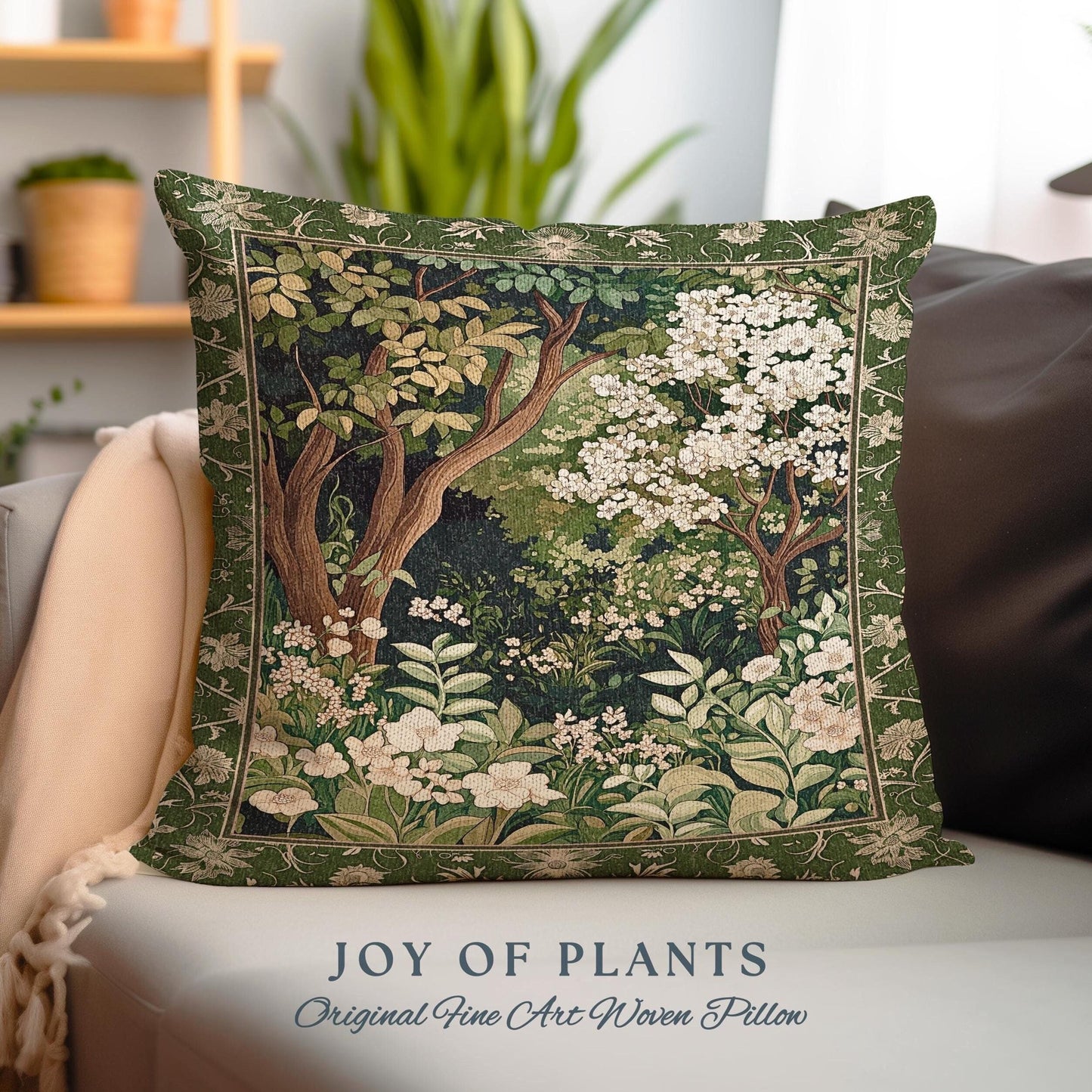 Wildflower Meadow Botanical Tapestry Pillow Fairy Inspired Bedroom Cottagecore Folklore Decor Ethereal Aesthetic Bohemian Fairycore Cushion