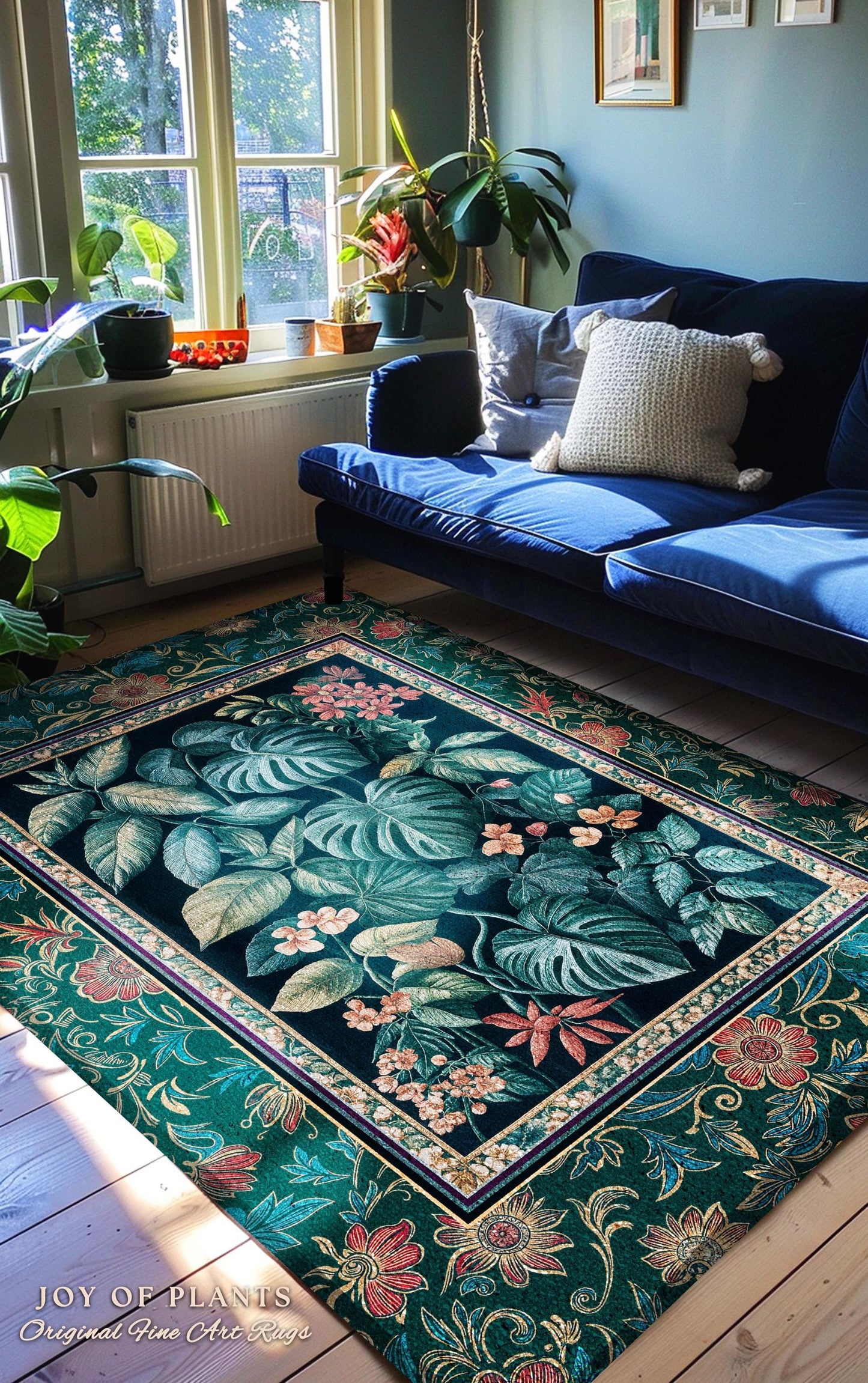 Retro Tropical Bedroom Area Rug | Jungle Nursery Vintage Botanical Accent Rug Woodland Enchantment Tropical Statement Rug Vintage Maximalist