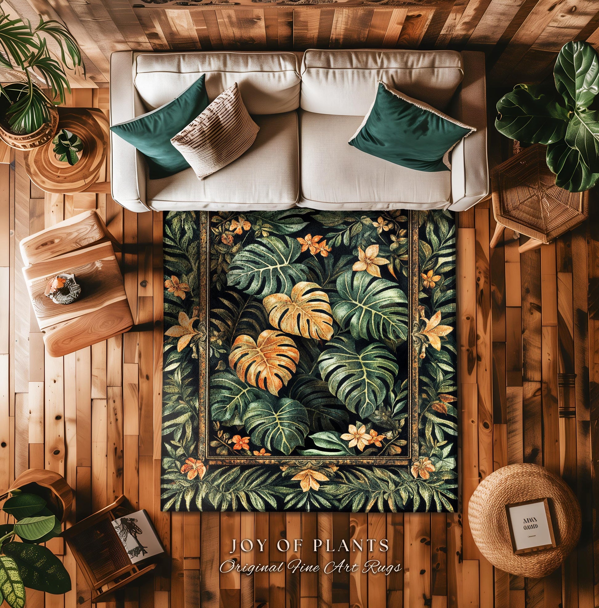Indie Bedroom Tropical Accent Rug | Houseplant Lover Statement Rug Whimsical Greenery Monstera Area Rug Cottagecore Greenhouse Eclectic |