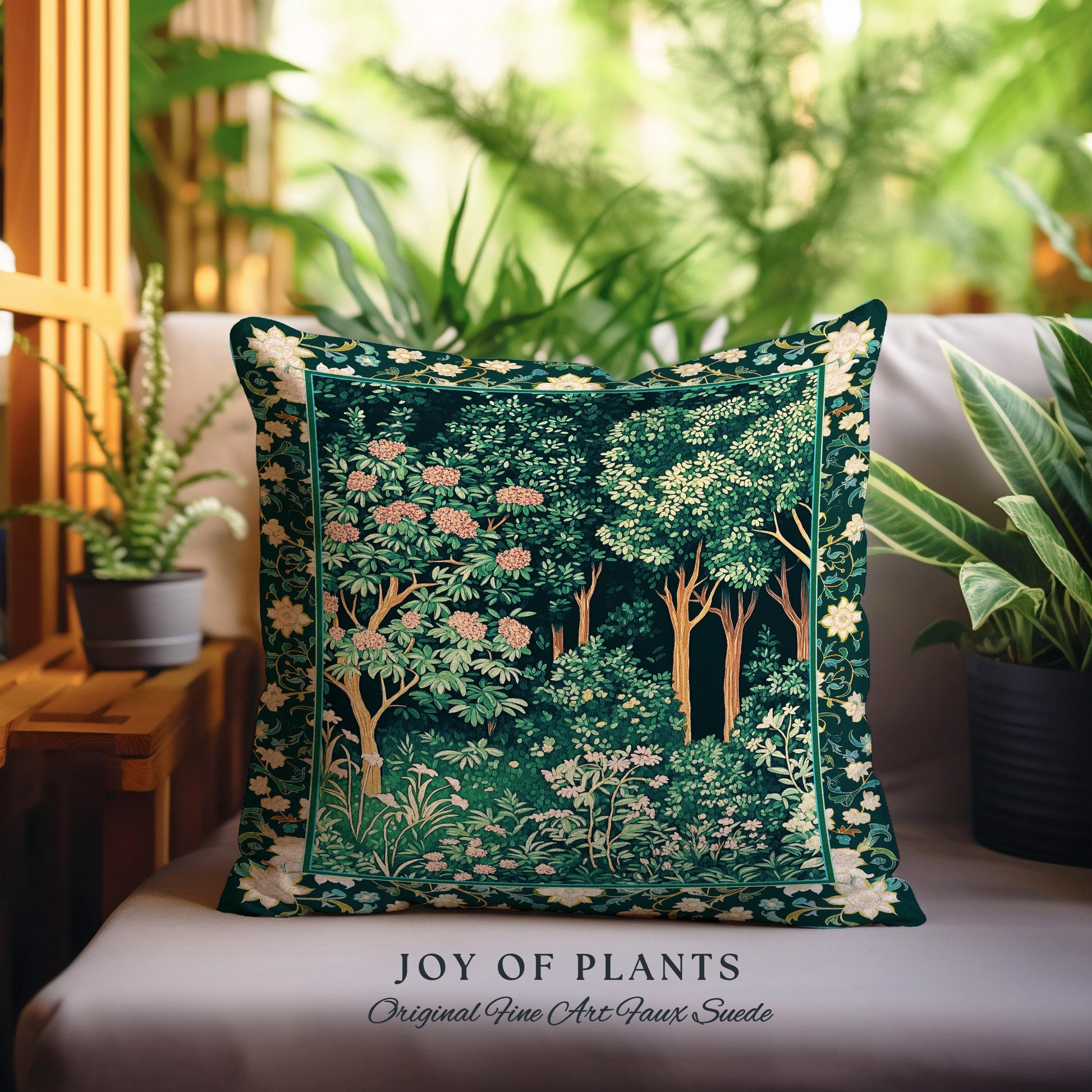 Dark Woodland Whimsical Forest Pillow | Whimsigothic Folklore Inspired Room Decor Ethereal Aesthetic Woven Cushion Accent Fairycore Bedroom