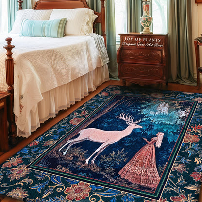 Ancient Forest Spirits Woodland Rug | Maximalist Victorian Gothic Home Accent Rug Whimsical Nature Rich Color Ornate Boho Botanical Princess