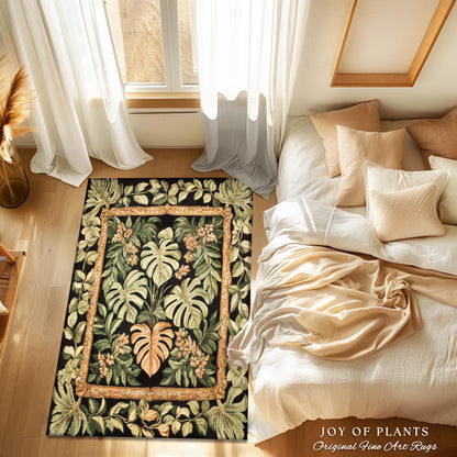 Bold Botany Greenhouse Rug | Multicolored Statement Rug Ethereal Botanicals Houseplant Aesthetic Swiss Cheese Plant Area Rug Indie Bedroom