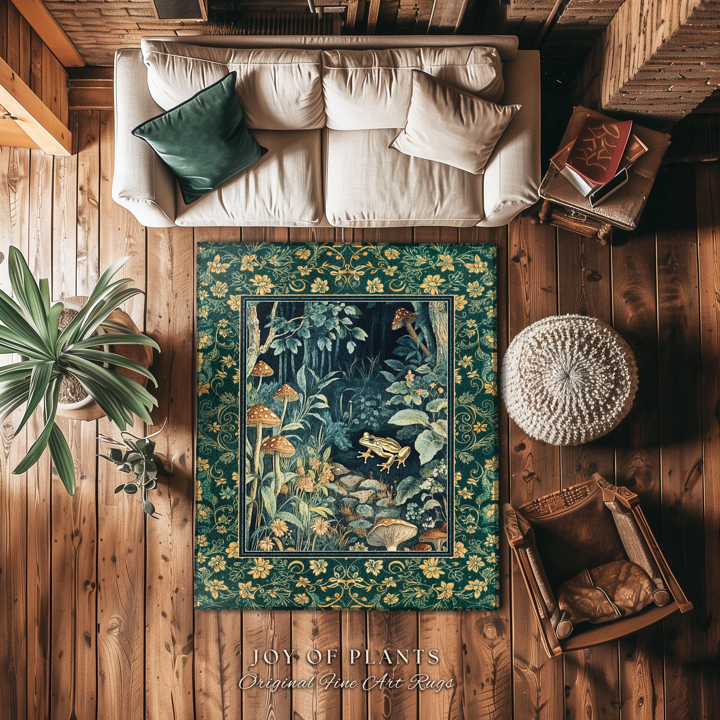 Retro Fungi Forest Area Rug | Botanical Wonders Mystic Cute Outdoorsy Accent Rug for Eclectic Bedroom Goblincore Fairycore Woodland Whimsy |