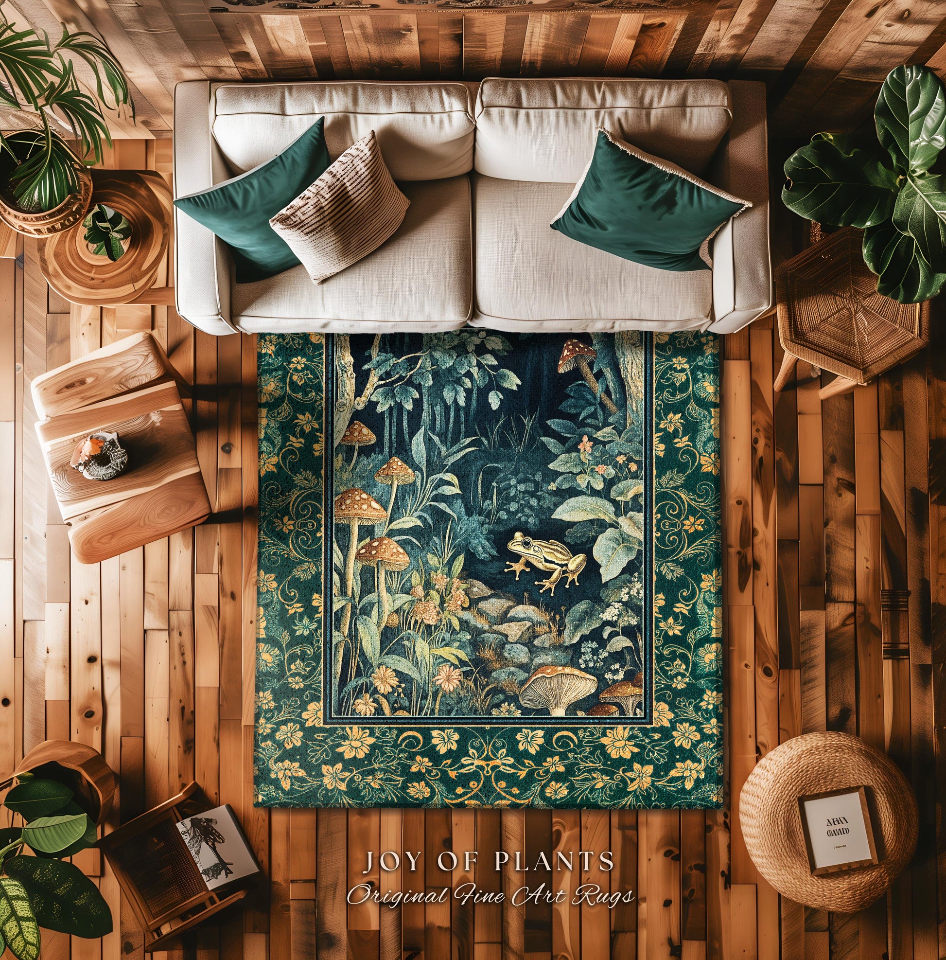 Retro Fungi Forest Area Rug | Botanical Wonders Mystic Cute Outdoorsy Accent Rug for Eclectic Bedroom Goblincore Fairycore Woodland Whimsy |