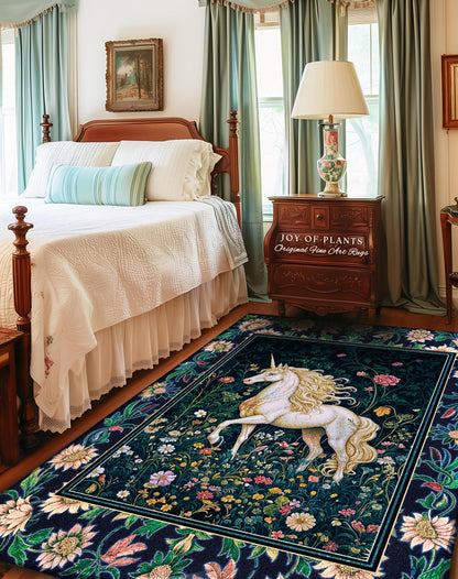 Storybook Elegance Magical Accent Rug | Unicorn Area Rug Dark Fairytale Gothic Maximalist Colorful Whimsical Victorian Fairycore Area Rug |
