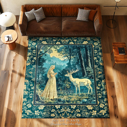 Mountain Goddess Ethereal Area Rug | Woodland Folklore Nature Inspired Elegant Nature Accent Rug Fantasy Cottagecore Medieval Style Home |