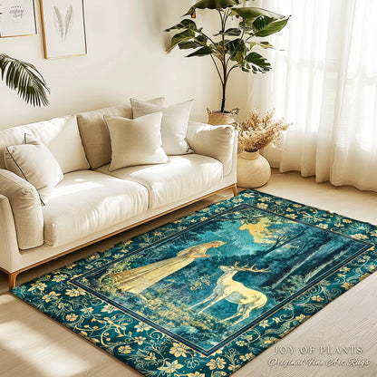 Mountain Goddess Ethereal Area Rug | Woodland Folklore Nature Inspired Elegant Nature Accent Rug Fantasy Cottagecore Medieval Style Home |