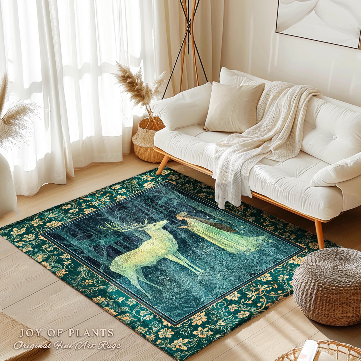 Medieval Princess Woodland Magic Rug | Ancient Spirits Ethereal Forest Area Rug Mystic Woods Folklore Home Accent Elegant Cottagecore Decor