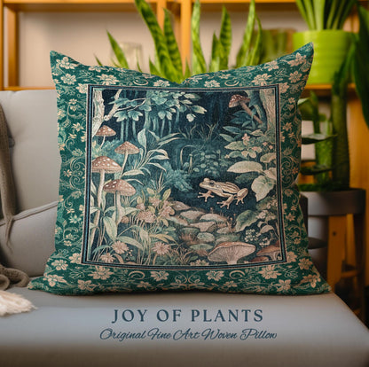 Retro Fungi Forest Accent Pillow | Botanical Wonders Mystic Cute Outdoorsy Cushion for Eclectic Bedroom Goblincore Fairycore Woodland Whimsy