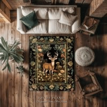 Mystic Nature Area Rug | Ethereal Bedroom Decor William Morris Inspired Cottagecore Room Light Academia Style Rug Mystical Home Accent