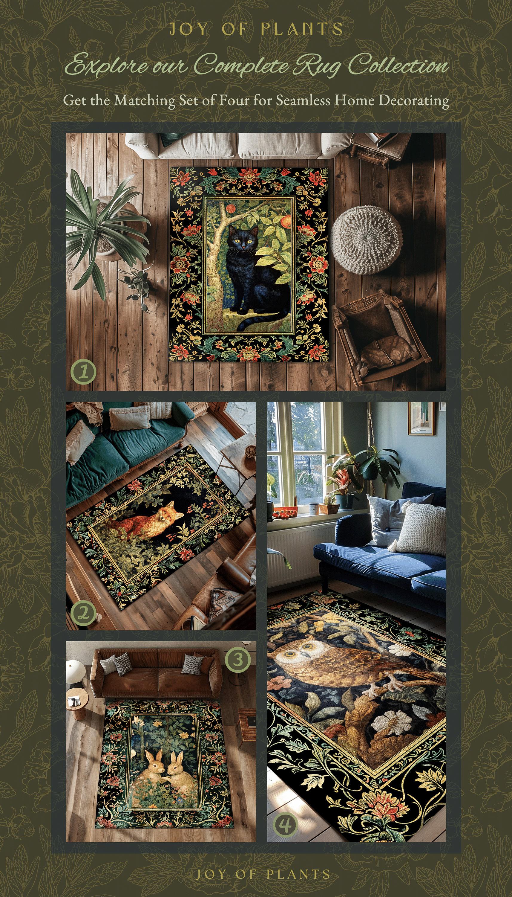 Botanical Bedroom Decor Round Bunny Rug Morris Inspired Cottagecore Room Light Academia Livingroom Rug Woodland Home | Fairycore Rabbit Rug
