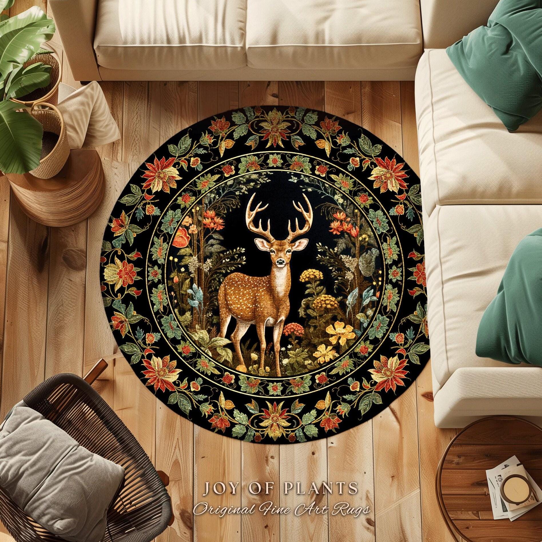 Mystic Nature Area Rug | Ethereal Bedroom Decor William Morris Inspired Cottagecore Room Light Academia Style Rug Mystical Home Accent