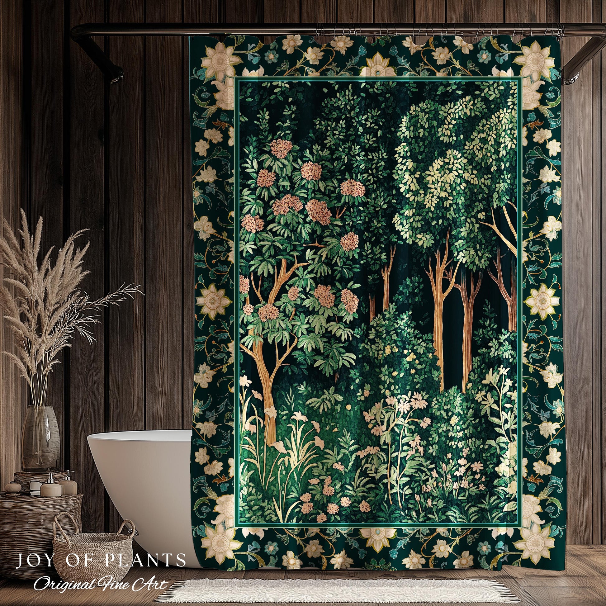 Dark Woodland Whimsical Forest Shower Curtain Whimsigothic Folklore Inspired Decor | Ethereal Academia Aesthetic Fairycore Bathroom Accent |