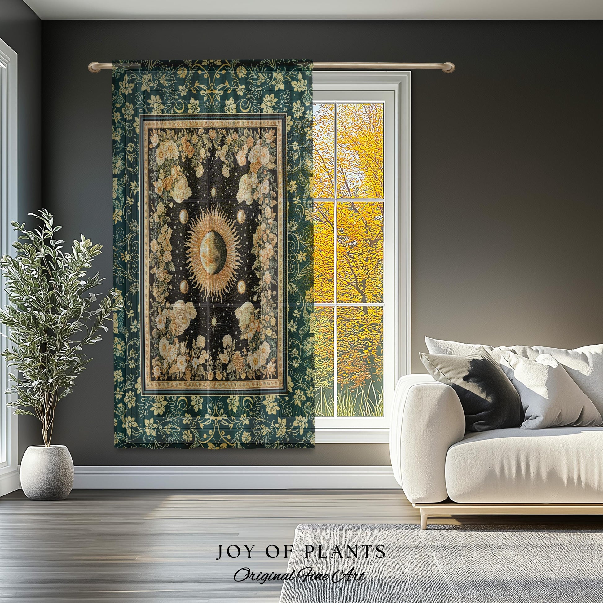 Sun and Moon Bohemian Curtains | Moody Skies Astrology Drapes Vintage Celestial Cozy Bedroom Astrology Tapestry Dark Cottagecore Bohemian |
