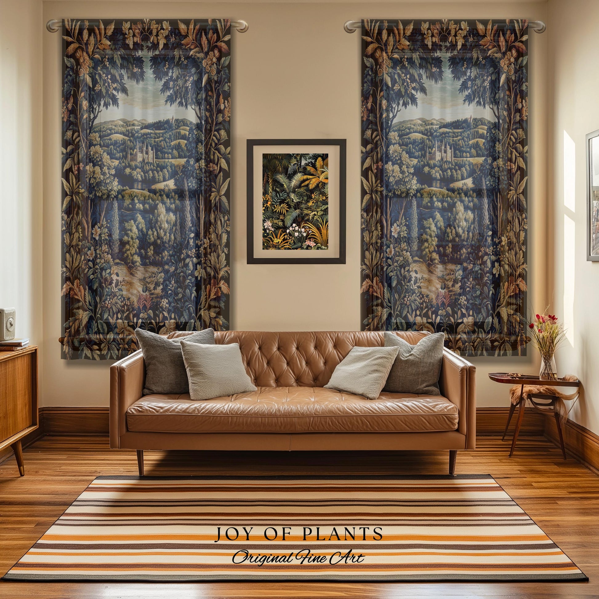 Elegant Rococo Landscape Botanical Curtains | Romantic Victorian Elegance Medieval Gothic Fairytale Floral Drapes Baroque Castle Style Decor