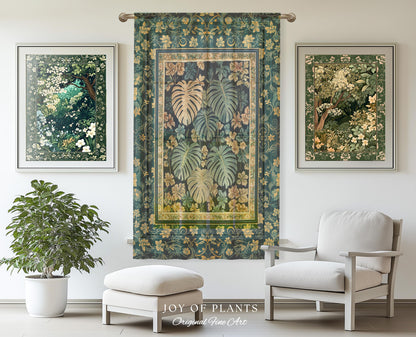 Enchanted Grove Botanical Curtain | Forestcore Home Decor Cottagecore Maximalist Whimsical Monstera Vibes Trendy Bedroom Artwork Drapes |