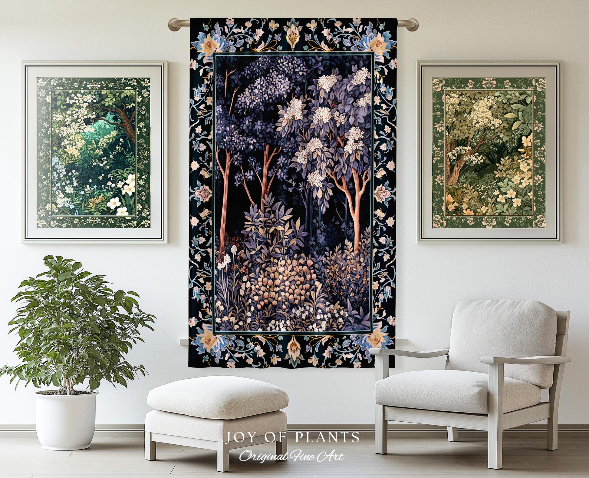Fairycore Aesthetic Botanical Curtain Dark Academia Lavender Purple Nature Inspired Ethereal Woodland Drapes Wildflowers Enchanted Pastels