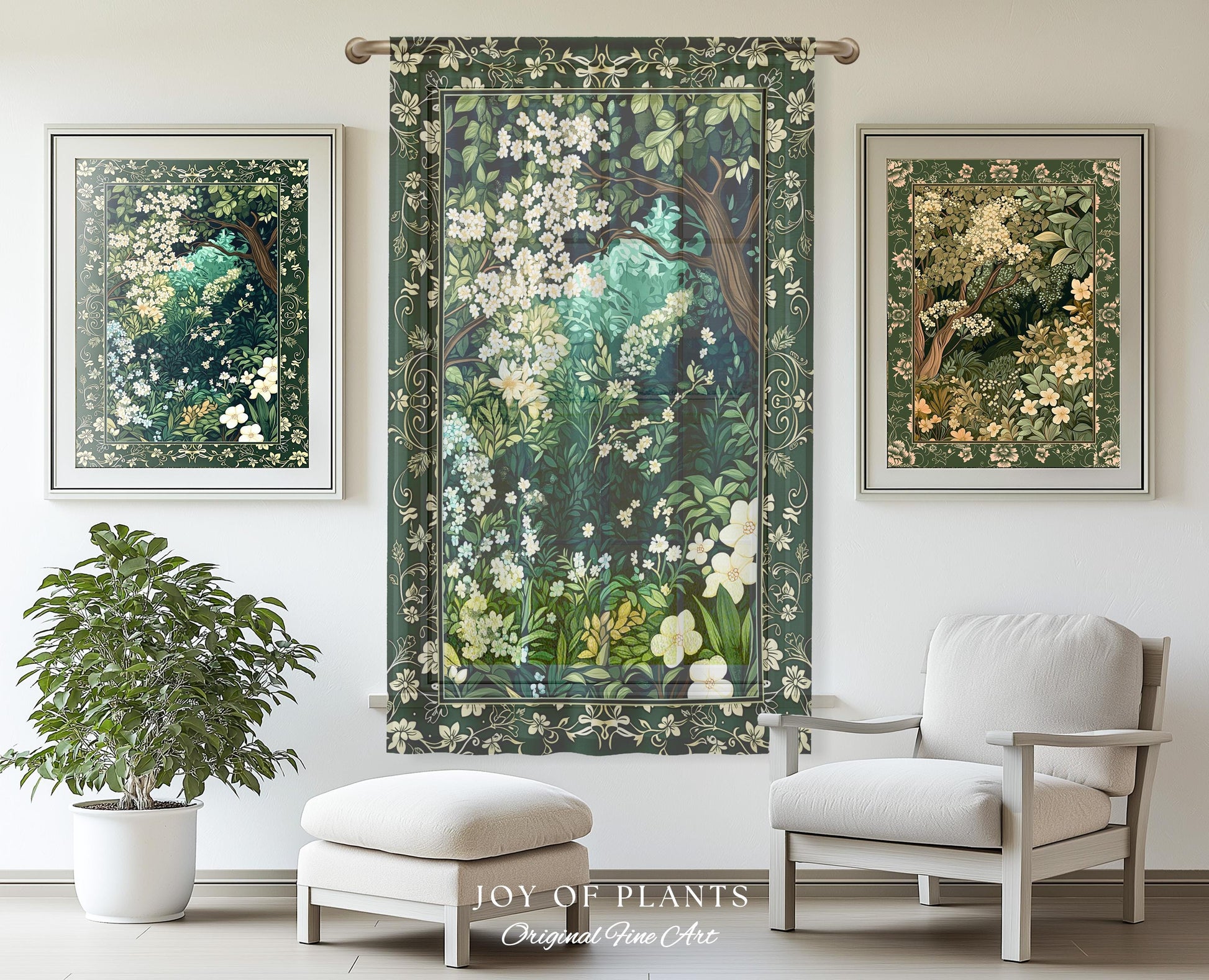 Botanical Aesthetic Forest Curtain Dark Cottagecore Folklore Inspired Decor | Ethereal Aesthetic Fairycore Mystical Woodland Drapes Bohemian