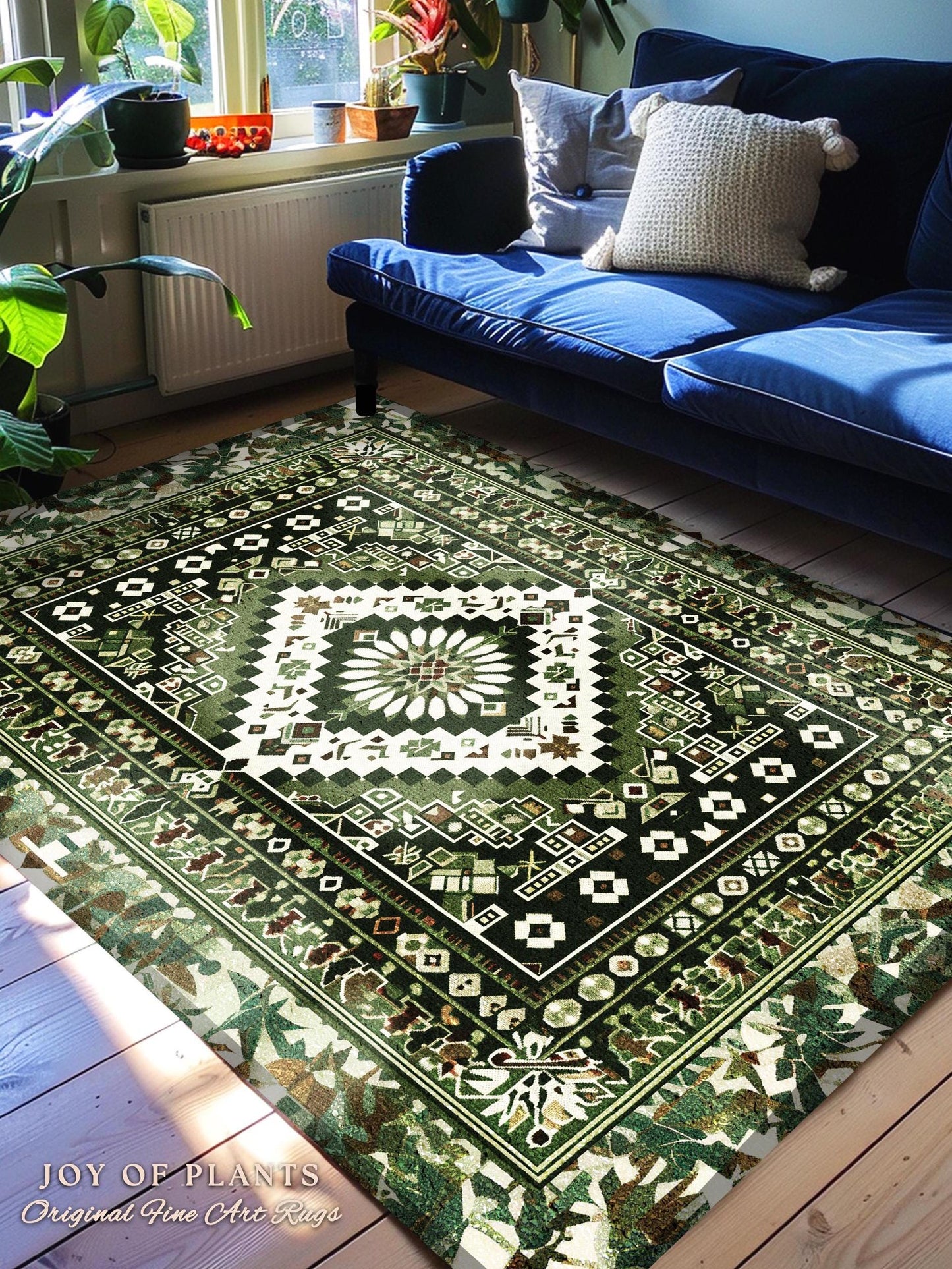 Olive Green Bedroom Rug | Emerald Aesthetic Room Decor Ornate Victorian Floor Rug Scandinavian Bedroom Accent Geometric Rug Nordic Inspired