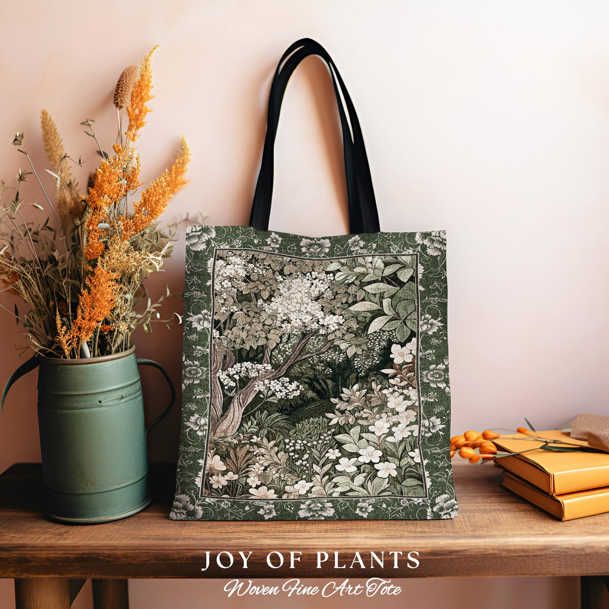 Soft Aesthetics Folklore Tote Bag | Fairy Inspired Style Cozy Cottagecore Accessory Ethereal Nature Aesthetic Sage Green Indie Woven Tote |