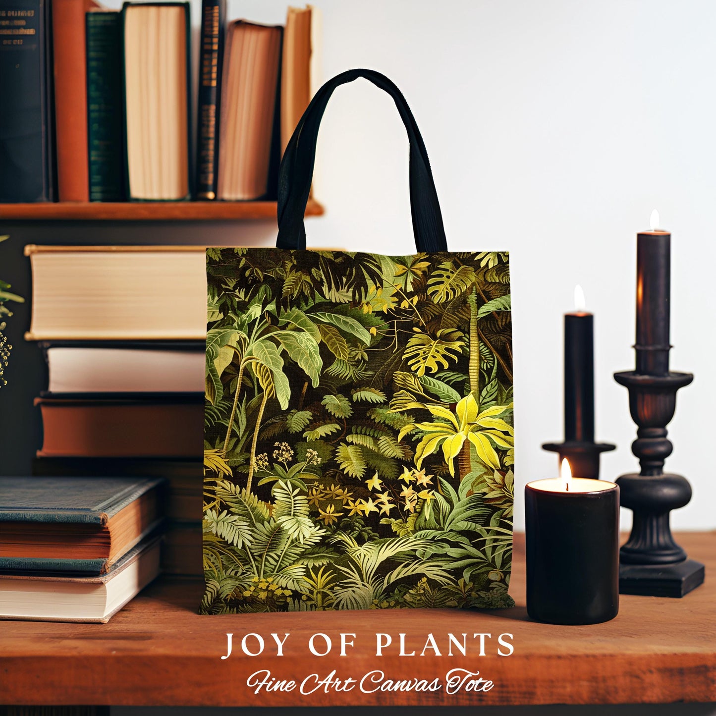 Moody Botanical Jungle Leaves Tote | Eclectic Green Maximalist Woven Tapestry Bag Whimsigoth Vintage Botanical Nature Aesthetic Forest Style