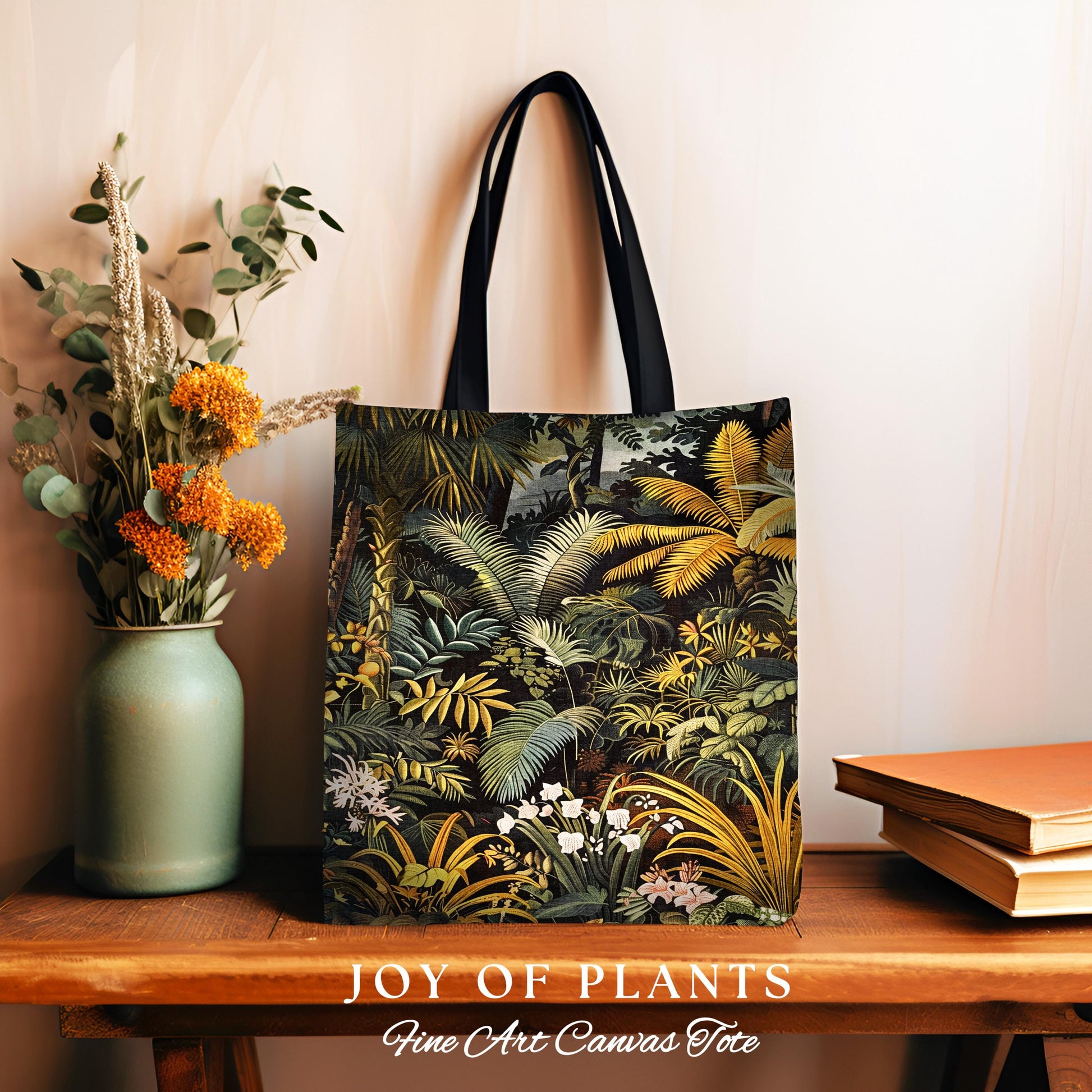 Earthy Colors Tropical Leaves Tapestry Bag | Jungle Aesthetic Style Whimsical Botanical Accessory Forest House Plant Woven Tote Ethereal |