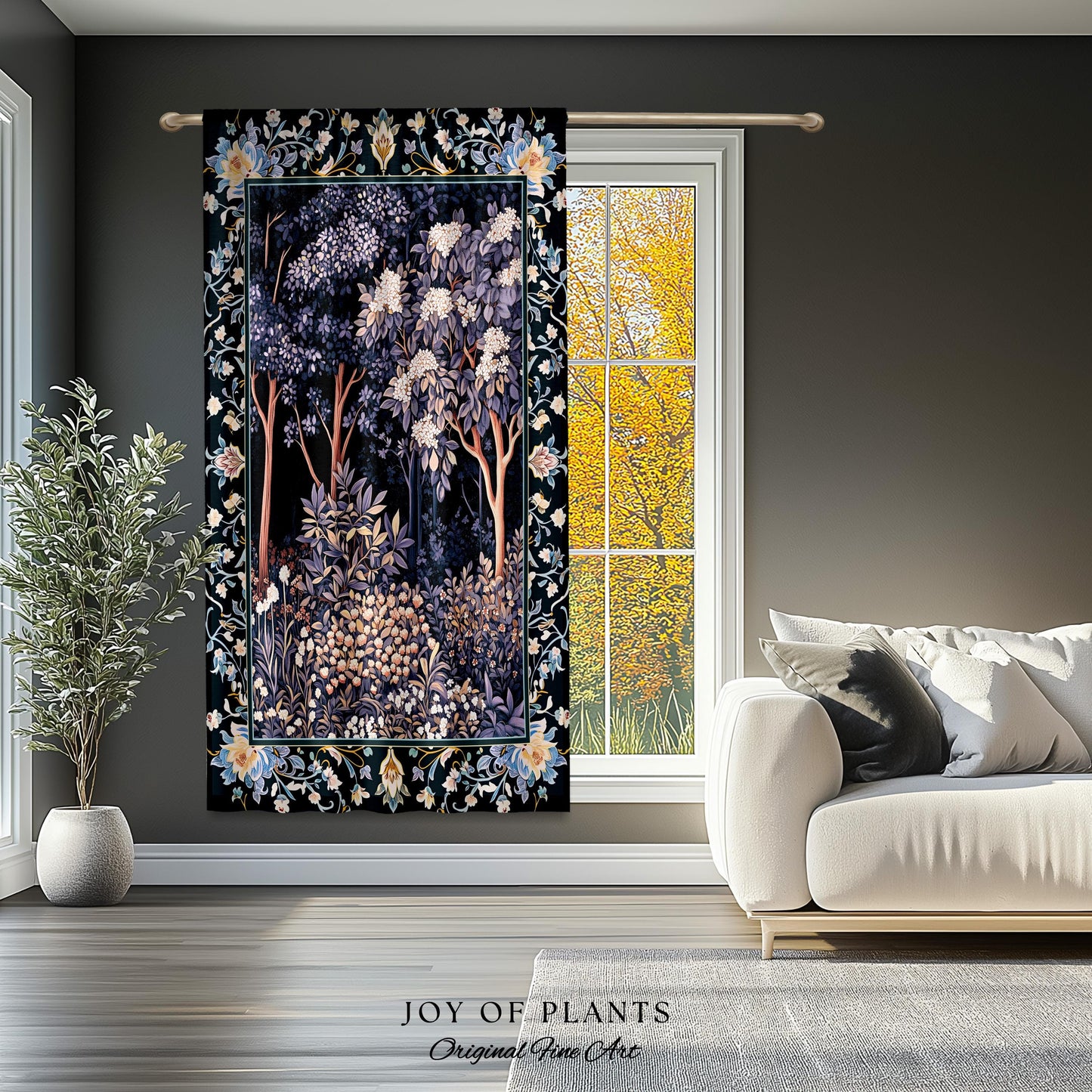 Fairycore Aesthetic Botanical Curtain Dark Academia Lavender Purple Nature Inspired Ethereal Woodland Drapes Wildflowers Enchanted Pastels