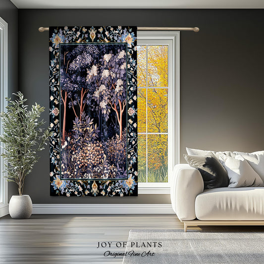 Fairycore Aesthetic Botanical Curtain Dark Academia Lavender Purple Nature Inspired Ethereal Woodland Drapes Wildflowers Enchanted Pastels