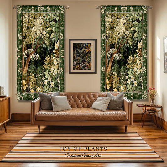 Soft Aesthetics Folklore Forest Curtain Fairy Inspired Bedroom | Cozy Cottagecore Ethereal Nature Aesthetic Sage Green Drapes Indie Decor