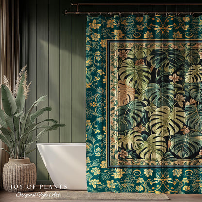 Cozy Plant Bathroom Shower Curtain | Jungle Vibes Dark Academia Houseplant Lover Housewarming Gift Whimsigoth Eclectic Bath Room Botanical |