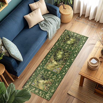 Natural Plants Ethereal Folklore Area Rug | Woodland Fairy Inspired Nature Lover Bedroom Cozy Earthy Bedroom Decor Mystical Floral Landscape